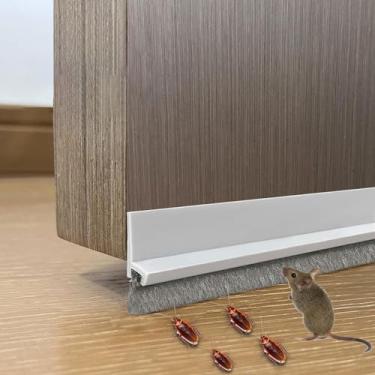 Imagem de AIMIXUN Peça de Batente de Porta com Escova, Vedação Sob A Porta para Portas Externas/Internas, Varredura Inferior Da Porta, Faixa de Isolamento Acústico Da Porta e Isolamento Cont (Branco, Branco)