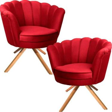 Imagem de Kit Duas Poltronas Giratórias Pétala em Sued Premium Vermelho - Sua Ca