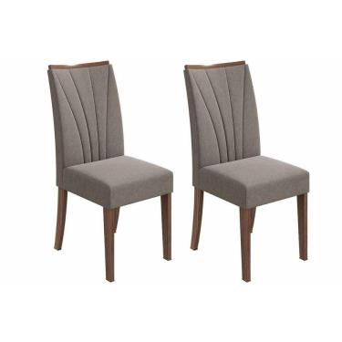 Imagem de Cadeira Sala de Jantar Apogeu Kit 2 Un Amendoa Clean/Veludo Naturale Creme - Lopas