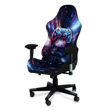 Imagem de QYZDLM Capas para cadeira de jogos, impressão 3D, elástica, macia, antiderrapante, fácil de instalar, capa para cadeira gamer com capa para apoio de braço (sem cadeira) (A)