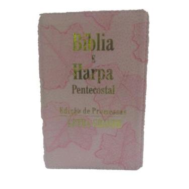 Imagem de Biblia Evangelica Rosa Feminina Folha Letra Media Harpa King - King Cr