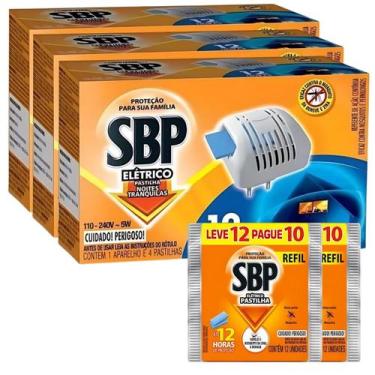 Imagem de Kit 3 Repelente Aparelho Elétrico e 36 Pastilhas Tradicional - SBP