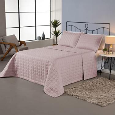 Imagem de Cobre Leito Colcha Cama Casal Padrão 3 Peças Matelado Soft Cor:Rose