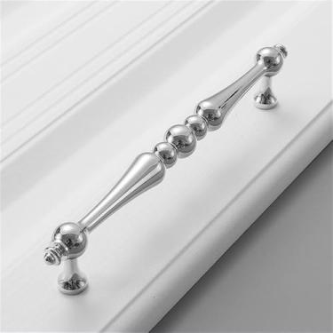 Imagem de Puxador de ouro leve de luxo, cobre puro, moderno, simples, redondo, de latão, para gaveta, americano, todo em cobre, prata, vintage, puxador de guarda-roupa, prata brilhante, 160 mm