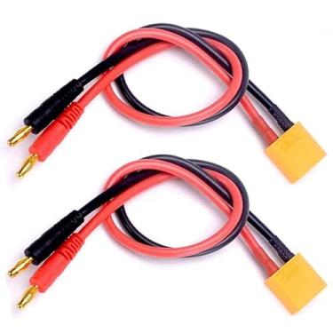 Imagem de LinsyRC 2 peças XT90 conector macho para plugue banana de 4,0 mm conector bala adaptador de carregamento de bateria RC com cabo de silicone de 11,8 polegadas 12AWG para helicóptero FPV RC