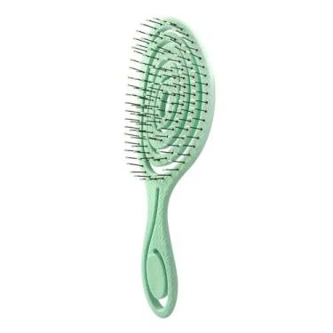 Imagem de 1 peça Pente de massagem Pente de cabelo emaranhado Escova de cabelo desembaraçadora Oco Escovas de cabelo cacheado molhado Pente Ferramentas de estilo de salão (verde)
