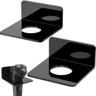 Imagem de Linkidea Suporte de barbeador de chuveiro, suporte de barbeador elétrico compatível com Philips Norelco série 9, série 7, série 5, organizador de banheiro masculino para montagem na parede (preto)