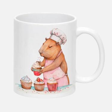 Imagem de Caneca Branca de Porcelana 325ml CAPIVARA MAMAE BOLO 4