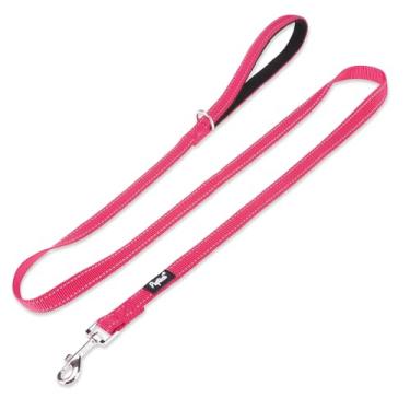 Imagem de PUPTECK Coleira refletiva para cães com alça acolchoada confortável, guia de nylon durável para cães pequenos, médios e grandes, gatos, caminhando, correndo e treinando ao ar livre, rosa choque