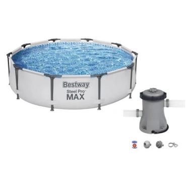 Imagem de Piscina Bestway 5000 Litros Steel Pro Max CINZA 56406 com Bomba Filtra