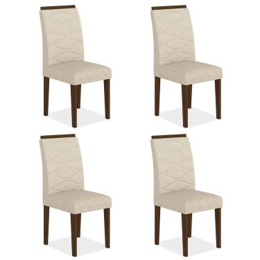 Imagem de Kit 4 Cadeiras Estofadas Everest Comfort Imbuia/suede Bege - Ma