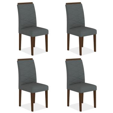 Imagem de Kit 4 Cadeiras Estofadas Everest Comfort Imbuia/suede Cinza - Ma