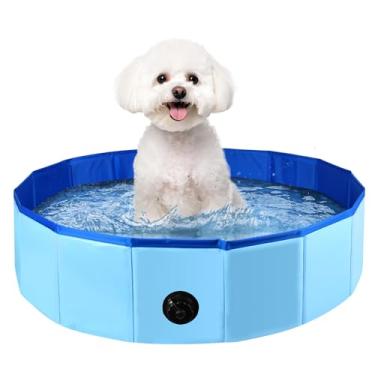 Imagem de Piscina para cães, piscina dobrável para animais de estimação, 81 x 20 cm, azul portátil, PVC grande, banheira portátil para cães, piscina para ambientes internos e externos
