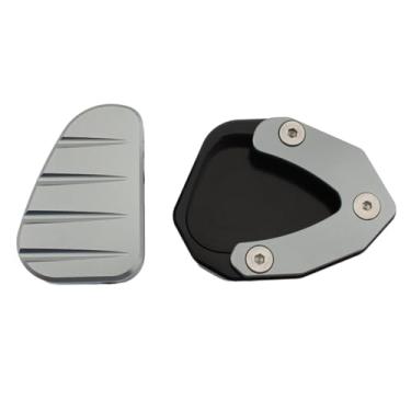 Imagem de simhoa Aparelho lateral Tripé Alumínio do Kit de almofada com chave Substitua peças Acessórios para motocicletas por para 150m 150d Anti Slip, Cinza Prateado