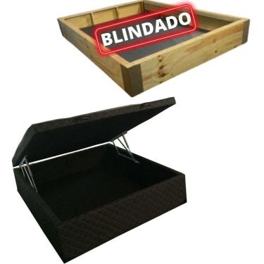Imagem de Cama Box Baú Casal Blindada/Reforçada - Tecido Bordado Preto