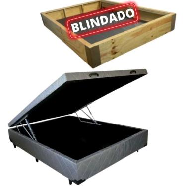 Imagem de Cama Box Baú Casal Blindada/Reforçada - Tecido Bordado Cinza
