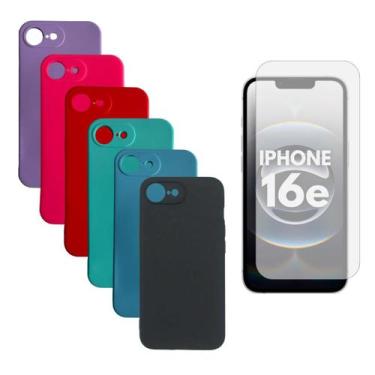 Imagem de Capinha Protetora + Pelic. Vidro Compativel Para iPhone 16e - DB, Pret