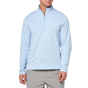 Imagem de Brooks Brothers Meio zíper masculino KNT Perf, Tenente azul Hthr., P