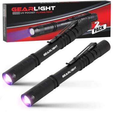 Imagem de Lanterna de luz preta GearLight UV S100 [pacote com 2] – Mini luz ultravioleta para vazamento e inspeção de hotel – Urina, percevejos de cama, escorpião, manchas e detector de tinta