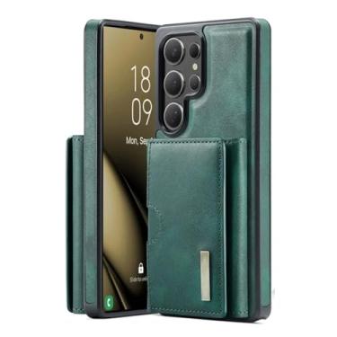 Imagem de HJZSZX Para Samsung S23 Carregamento magnético sem fio Couro Carteira Cartão Telefone Capa Flip Stand Capa (Para Samsung S23/Verde)