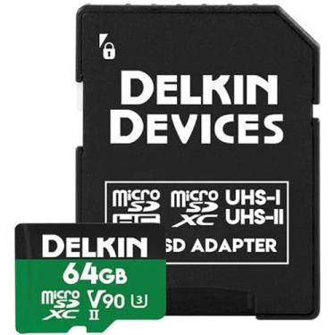 Imagem de Delkin Devices 64GB Power MicroSD UHS-II (V90) - Leitura de 300 MB/s, gravação de 250 MB/s, para gravação de vídeo 8K, 4K, 3D, HDR e 360 | Alto desempenho para câmeras
