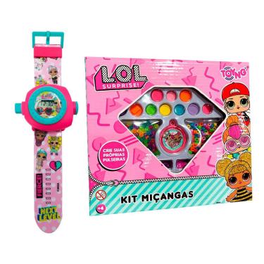 Imagem de Kit lol Miçangas Pulseiras e Colares Com Relógio Projetor