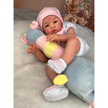 Imagem de Bebê Reborn Menina Corpo de Pano Macio Carequinha - Mundo Azul e Rosa
