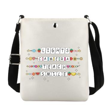 Imagem de Bolsa tiracolo Lights Camera Teach Teacher Groovy Teachers Gift Teacher Friendship Bracelet Shoulder Bag Back To S-school Gift, CB, Lights Camera CB