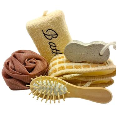 Imagem de Kit Banho Spa Limpeza Esfoliação e Cuidado Diário 5 Peças Dia Das Mães