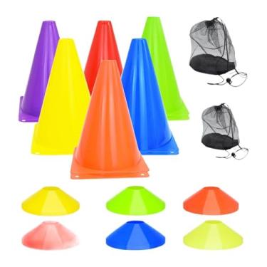 Imagem de kowaku Cones de futebol para treinar cones esportivos, equipamentos de treinamento, cones de futebol com bolsa de transporte para treino esportivo de futebol, 44 Peças