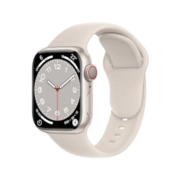 Imagem de DONEGANI Pulseira esportiva feminina C1D Ultra 2 de 49 mm, série 10 de 46 mm, 9, 8, 7, 45 mm e 41 mm, SE 6, 5, 4, 44 mm e 40 mm, 3 2 1 42 mm 38 mm iWatch, pulseira de silicone Starlight