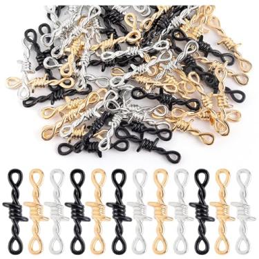 Imagem de Framendino, Pacote com 60 pingentes de arame farpado, pingentes de espinho, conector infinito para fabricação de joias DIY, 60 Pack, Metal, Sem Pedra Preciosa