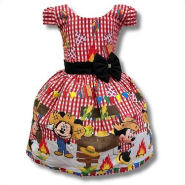 Imagem de Vestido Infantil Menina Festa Junina Xadrez Minnie São João - Pequenos