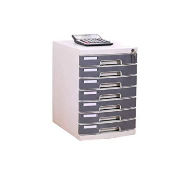 Imagem de VBNCUUIOPO Organizador de gavetas, armário de limpeza de mesa, gaveta bloqueada, gabinete de dados, suporte de jornal, caixa de papelaria, armário de recibos de escritório, multicamadas, cinza