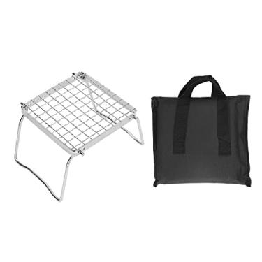 Imagem de Grelha de Fogueira de Acampamento Dobrável de 6,3 Polegadas, Fio de Grade de Grade de Aço Inoxidável Portátil 304 sobre Fogões Divididos de Fogo para Mochila, Caminhada,