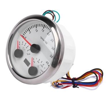 Imagem de 3 Em 1 Tacômetro Elétrico, Pressão do óleo, Medidor de Temperatura água 3 3/8in 4000rpm 0 a 10bar 40 a 120 ℃, 7 Cores Iluminada para o Caminhão de Iate RV (Moldura prateada