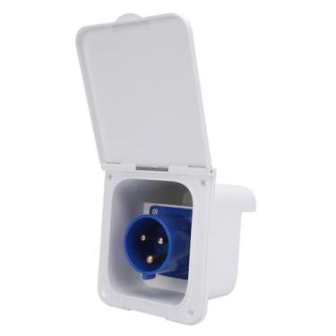 Imagem de Tomada de entrada de energia para RV, plugue de porta CA de 3 pinos e 32 A, plugue de entrada de energia de costa para RV, caixa de tomada de energia de RV de montagem embutida