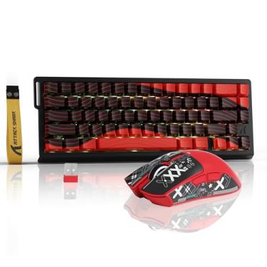 Imagem de ATTACK SHARK X68HE PRO Teclado para jogos sem fio e mouse X11, taxa de sondagem de 8K, teclado com interruptor magnético de efeito Hall, mouse trimodo com base de carregamento magnético, 22000 DPI