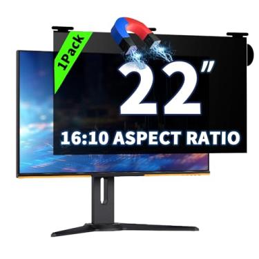 Imagem de Tela magnética suspensa de privacidade de computador de 55,88 cm para monitor widescreen 16:10, tela de privacidade removível, luz azul antirreflexo, película protetora de 55,88 cm