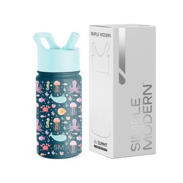 Imagem de Garrafa térmica infantil Summit com tampa e canudo, Simple Modern, 400 ml, Under the sea