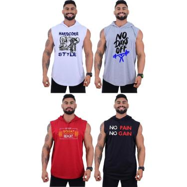Imagem de Kit 4 Regatas Longline Machão Com Touca Masculina MXD Conceito Sport Fitness-Masculino