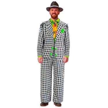 Imagem de Roupa de Festa Junina Plus Size Adulto Masculino Jeca Tatu Xadrez Comp