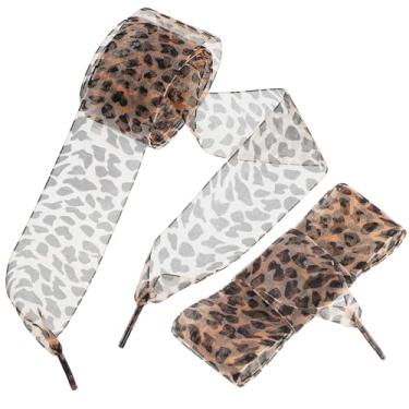 Imagem de Baluue Cadarços De 2 Peças Com Estampa De Leopardo Cadarços De Fita De Seda Macia De Leopardo Fofos Planos De 4 Cm De Largura Substituição Tênis Esportivo Feminino