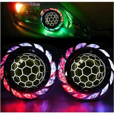Imagem de Lente azul favo de mel de 2,5 polegadas, Mini lente de projetor de bi-xénon com decoração de mortalhas 3.0 RGB, Universal para H1 H4 H7 9005 9006 Veículo Motociclo (Sliver)