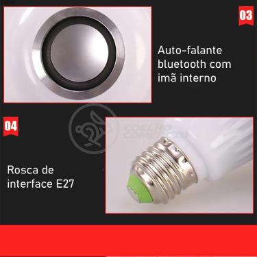 Imagem de Lâmpada Led 12W E27 Rgb Colorida Com Caixa De Som