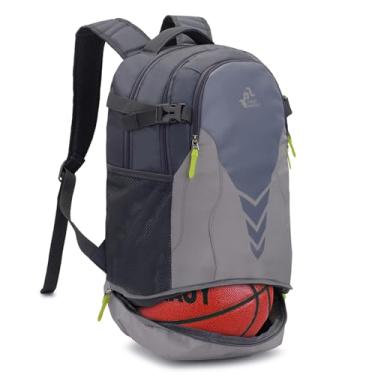 Imagem de Mochila de basquete esportiva leve 35L, mochila multifuncional para laptop, mochila esportiva e academia com compartimento inferior para bola, Light Gray