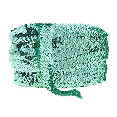 Imagem de Mandala Crafts Acabamento de fita elástica de lantejoulas - Acabamento elástico de lantejoulas de 2,5 cm de menta para costura de vestido - Faixa de lantejoulas elásticas metálicas de 10 metros de