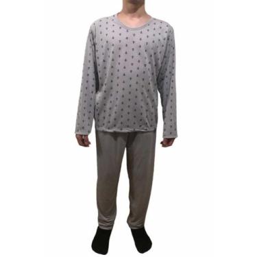 Imagem de Pijama Inverno Masculino Adulto Estampado - Olv Jeans, Cinza, G