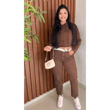 Imagem de Calça Feminina Mom Sarja Crisconf Cor:;Tamanho:42-Feminino