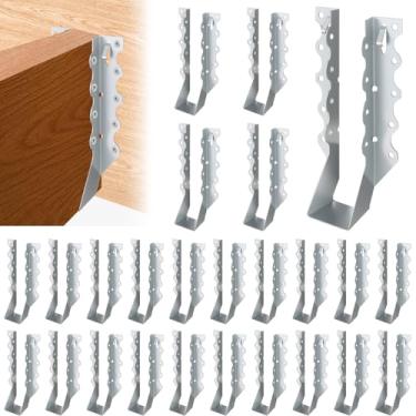 Imagem de Mixiflor 25 cabides de viga 2 x 6 para madeira, gancho de viga galvanizado de calibre 20, suportes de gravata furacão para deck, piso, teto, telhados – prata